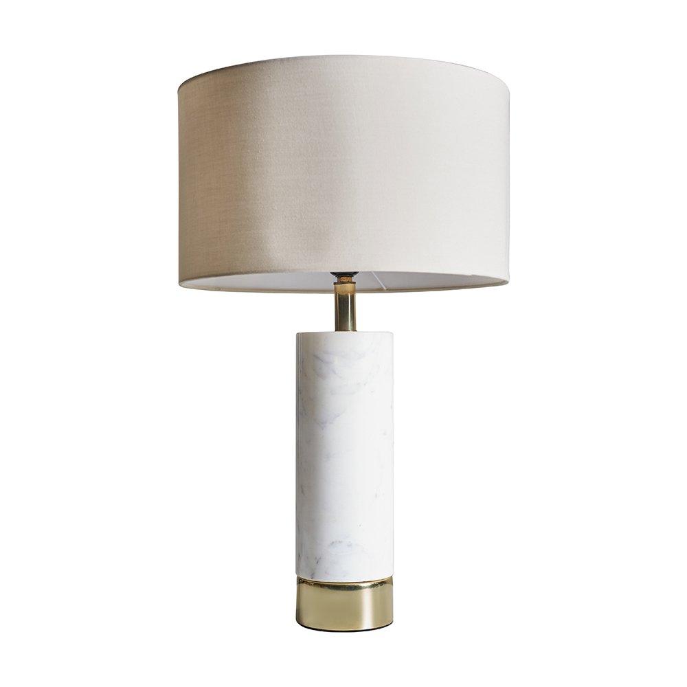 Amias Cylinder Brass Table Lamp With Large Mink Shade
